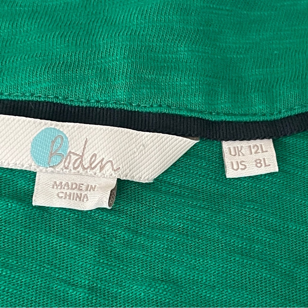 Boden Boden Saskia Jersey Trim Emerald Vibrant Green Midi Dress - Picture 9 of 14